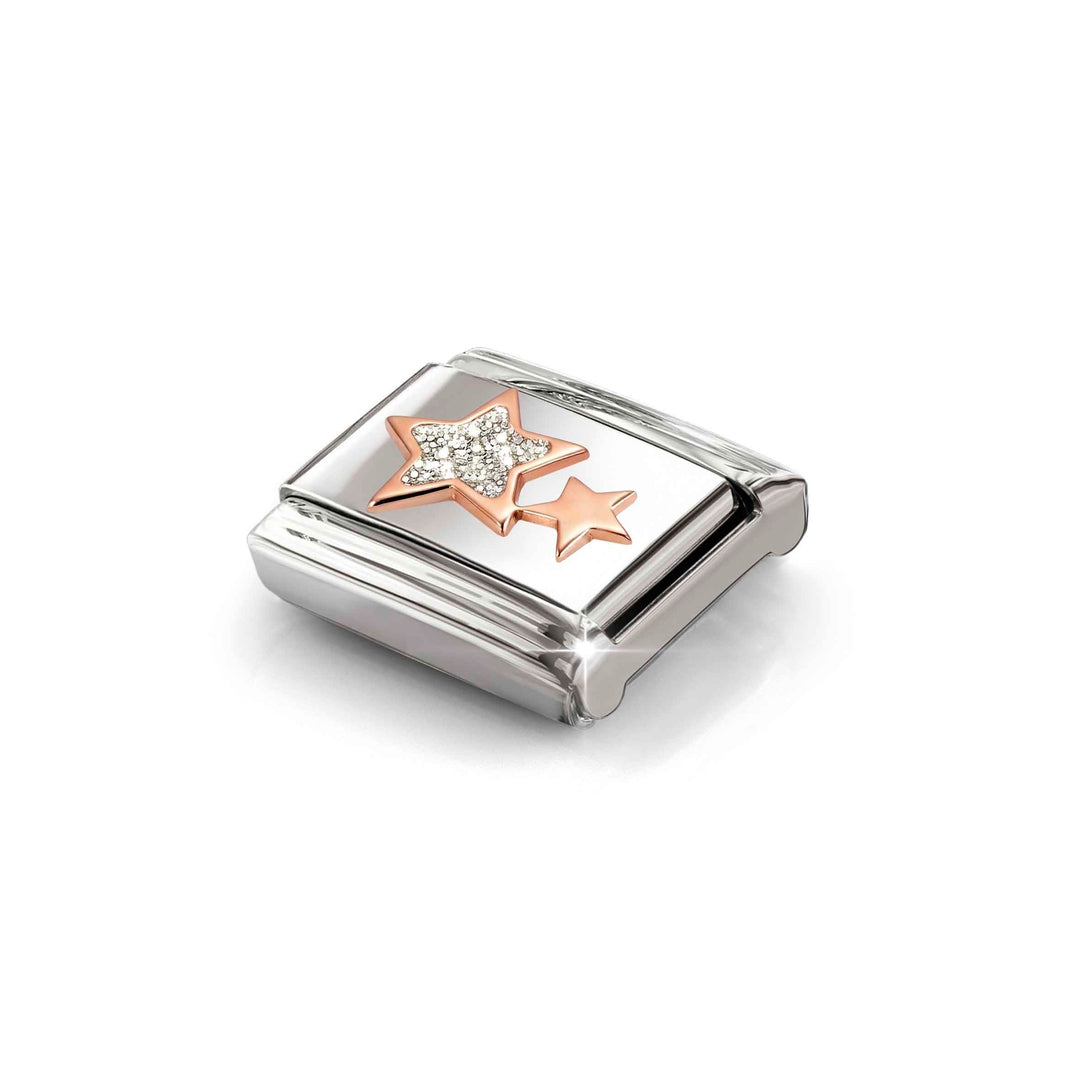 Niche Jewellery Nomination Rose Gold with Glitter Stars Charm detail