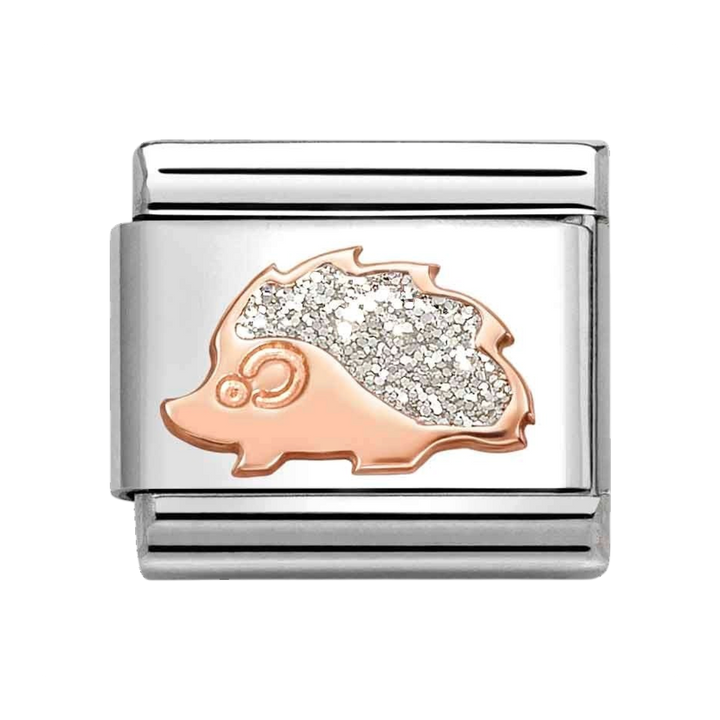 Niche Jewellery Nomination Rose Gold with Glitter Hedgehog Charm