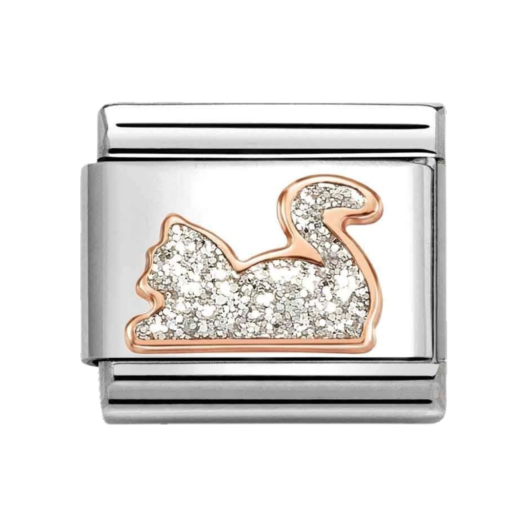 Niche Jewellery Nomination Rose Gold with Glitter Cat Charm