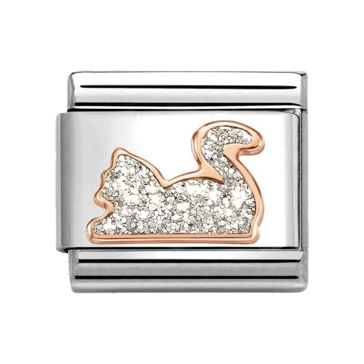 Niche Jewellery Nomination Rose Gold with Glitter Cat Charm