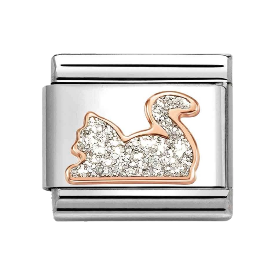 Niche Jewellery Nomination Rose Gold with Glitter Cat Charm