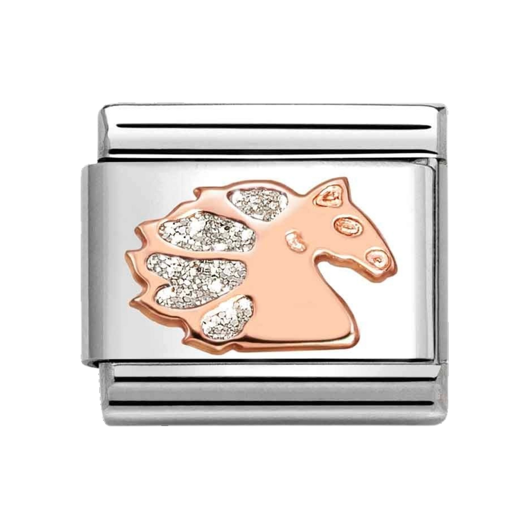 Niche Jewellery Nomination Rose Gold with Glitter Unicorn Charm