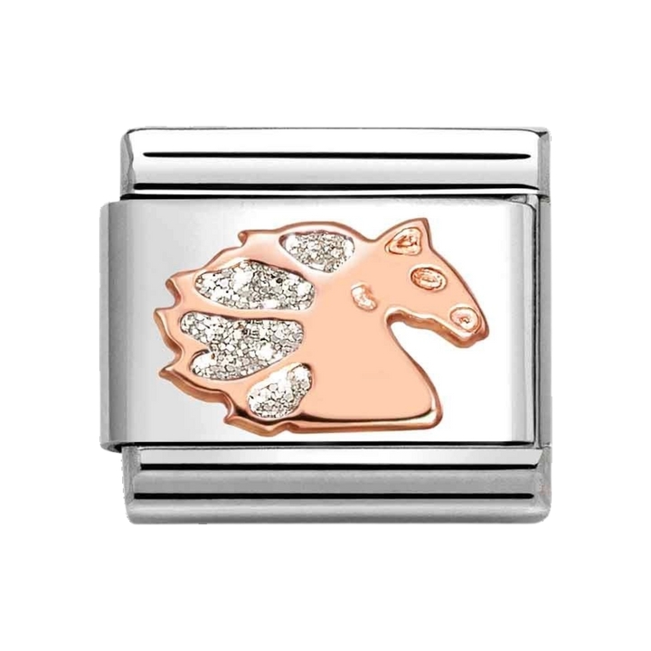 Niche Jewellery Nomination Rose Gold with Glitter Unicorn Charm