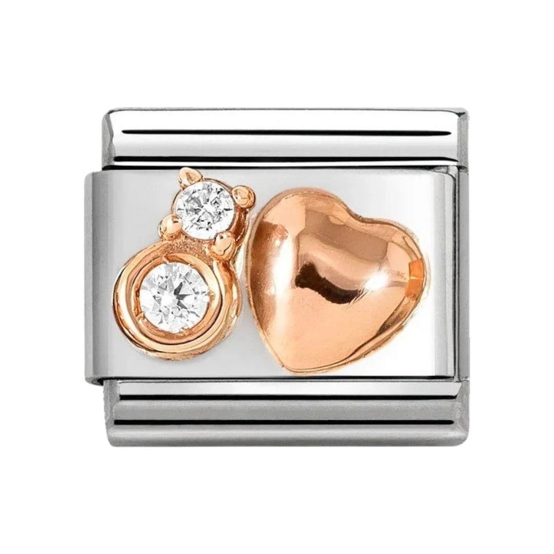 Nomination Classic Rose Gold and Zirconia Raised Heart. Item code 430305_51.