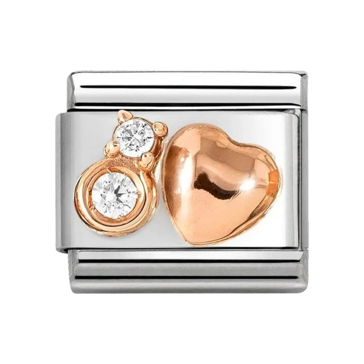 Nomination Classic Rose Gold and Zirconia Raised Heart. Item code 430305_51.