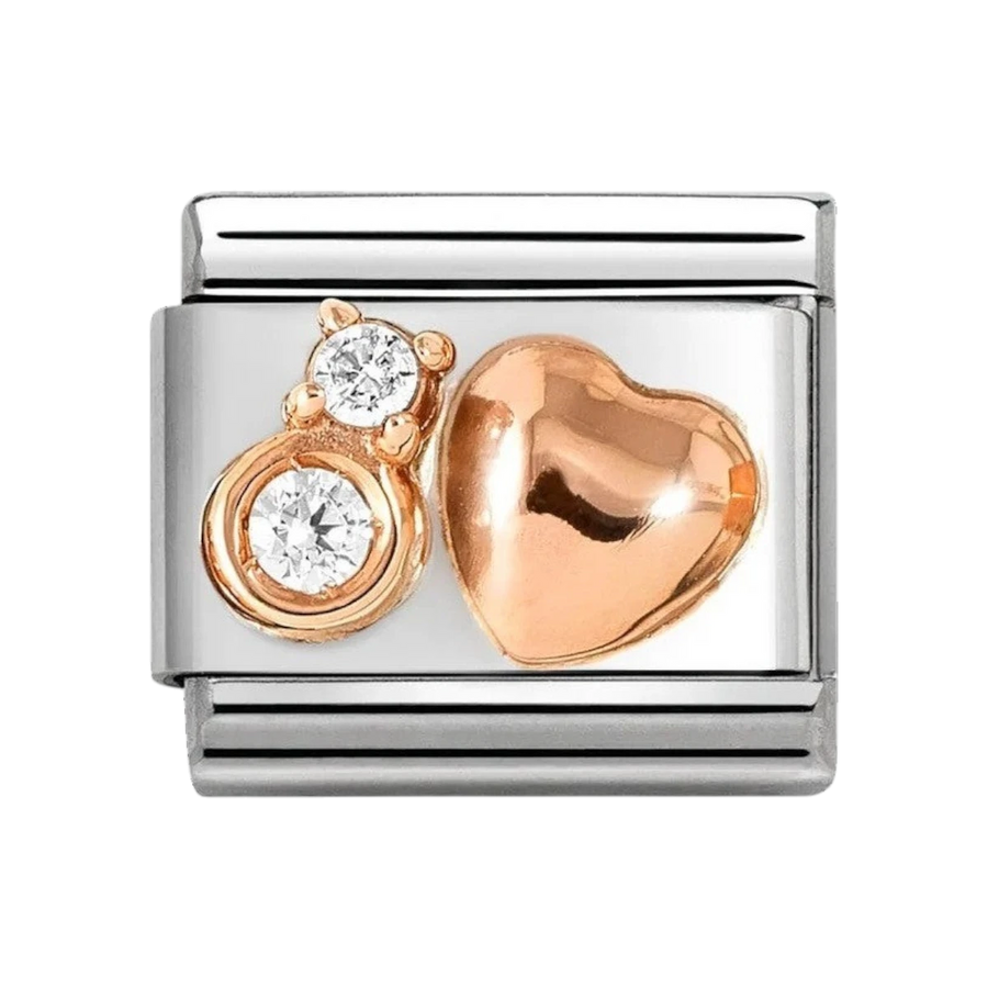 Nomination Classic Rose Gold and Zirconia Raised Heart. Item code 430305_51.