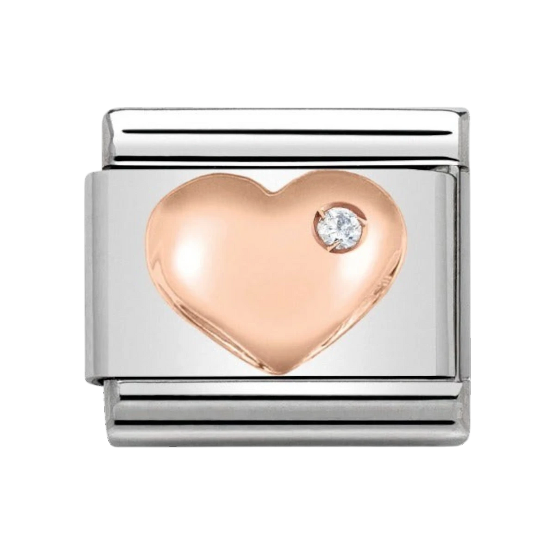 Nomination Classic Rose Gold and Zirconia Heart Charm 430305_01