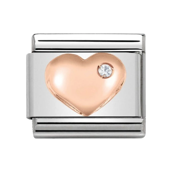 Nomination Classic Rose Gold and Zirconia Heart Charm 430305_01