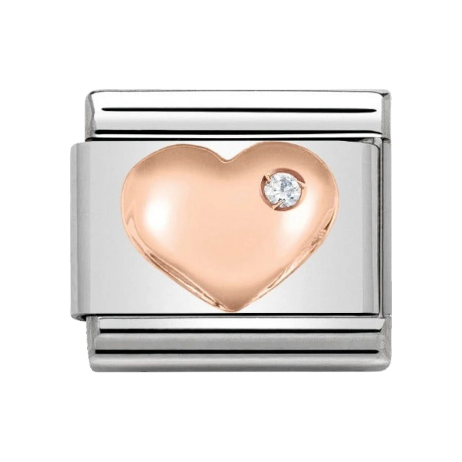 Nomination Classic Rose Gold and Zirconia Heart Charm 430305_01