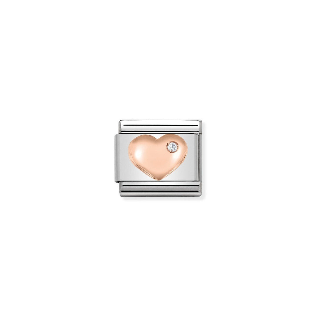 Nomination Classic Rose Gold and Zirconia Heart Charm 430305_01
