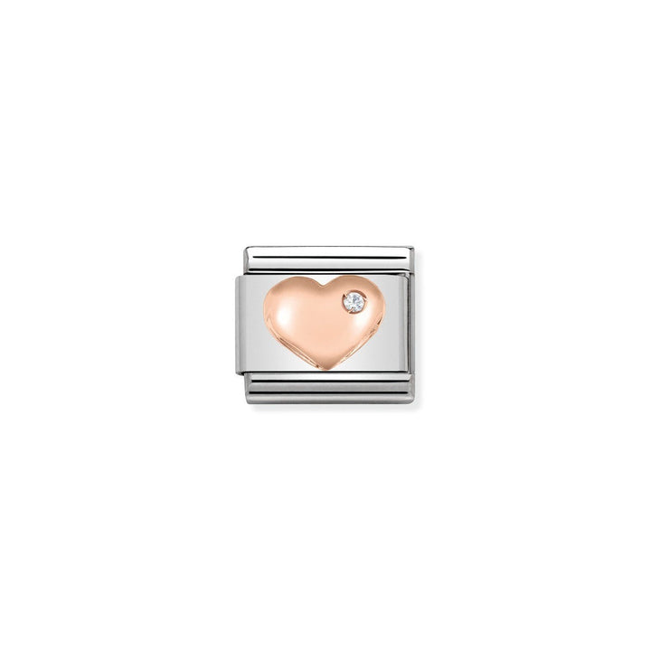 Nomination Classic Rose Gold and Zirconia Heart Charm 430305_01