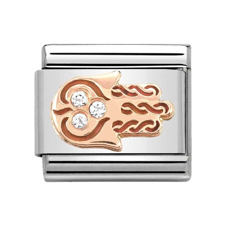 Niche Jewellery Nomination Rose Gold and Zirconia Hand of Fatima Charm
