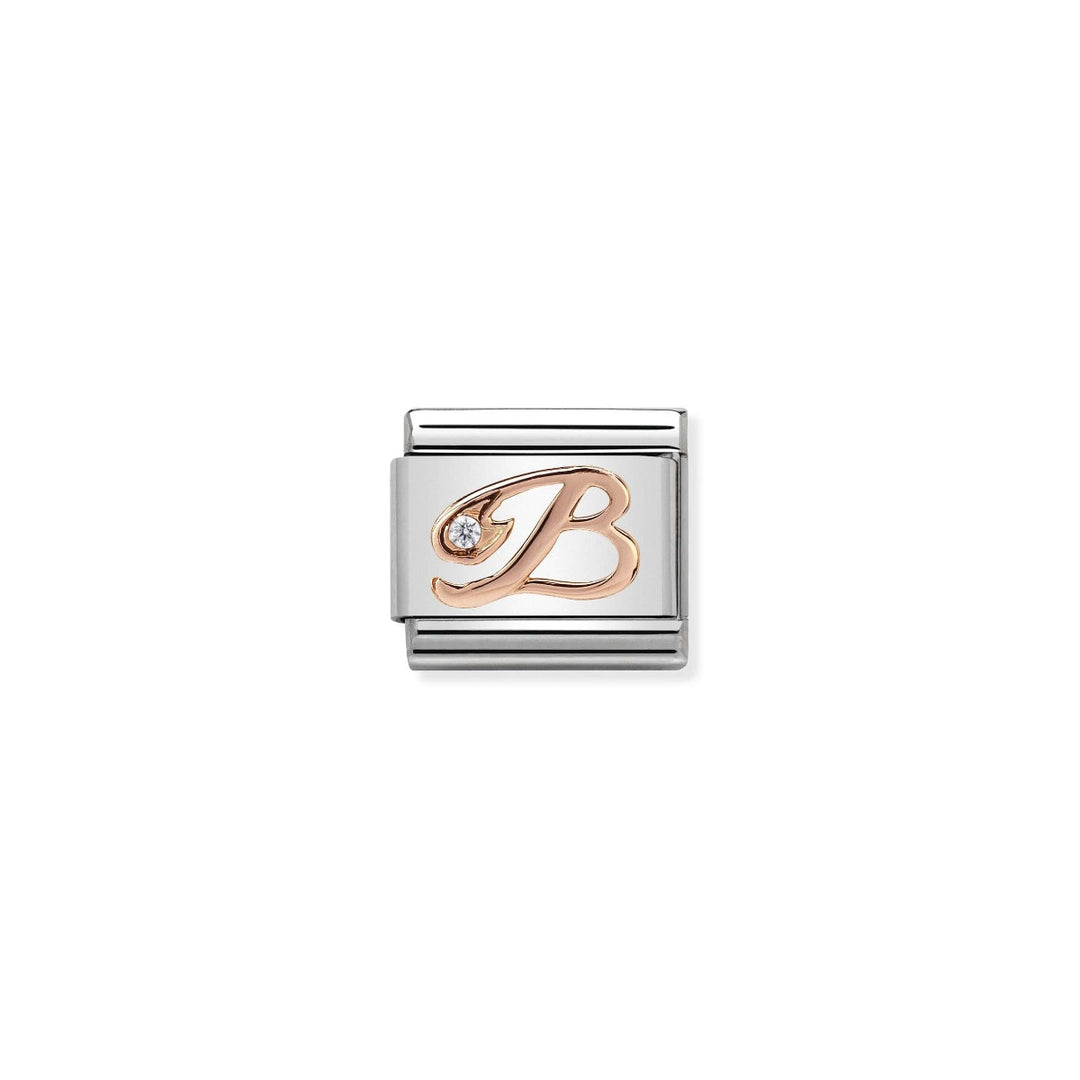 Nomination Rose Gold and Zirconia Classic Letter Charm - B