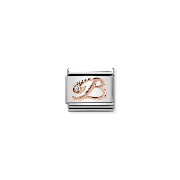 Nomination Rose Gold and Zirconia Classic Letter Charm - B
