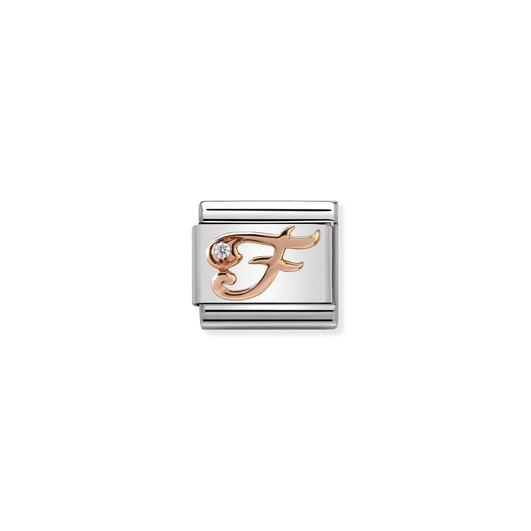 Nomination Rose Gold and Zirconia Classic Letter Charm - F