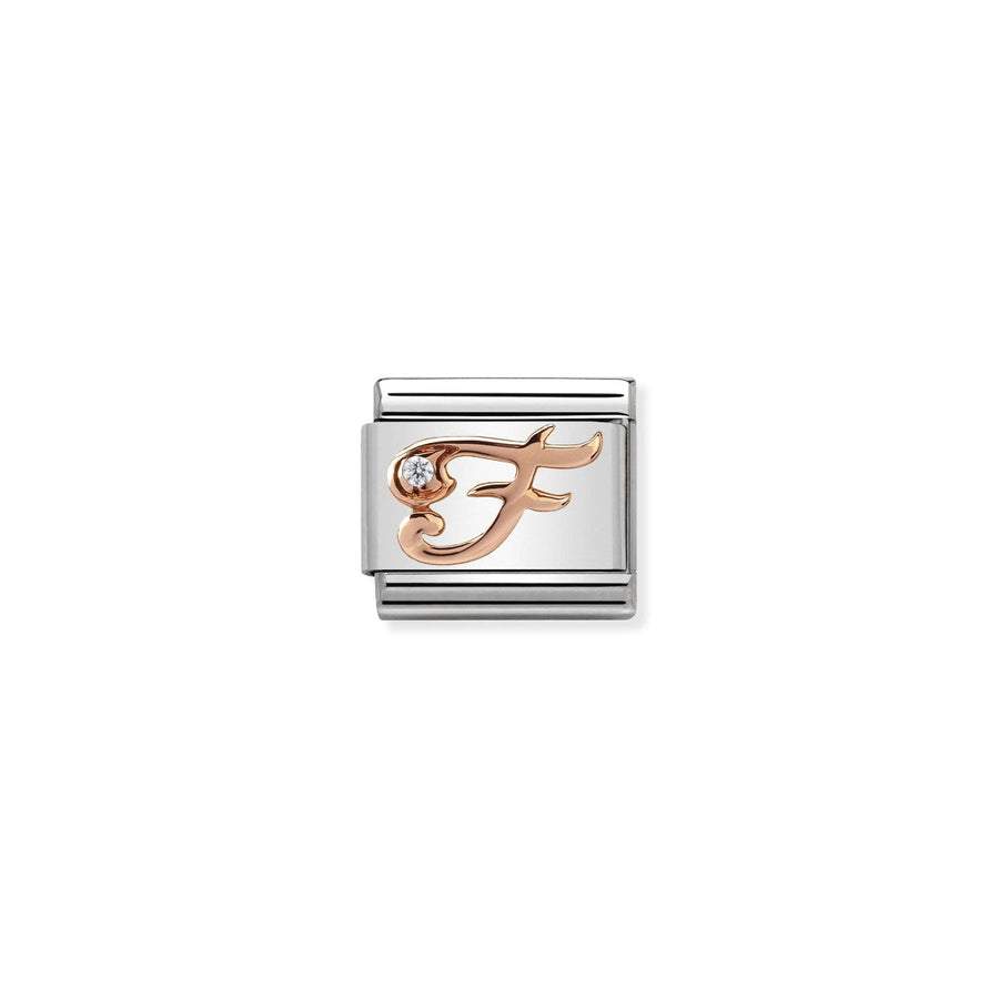 Nomination Rose Gold and Zirconia Classic Letter Charm - F