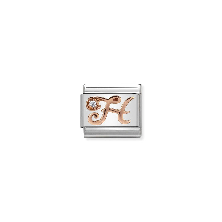 Nomination Rose Gold and Zirconia Classic Letter Charm - H