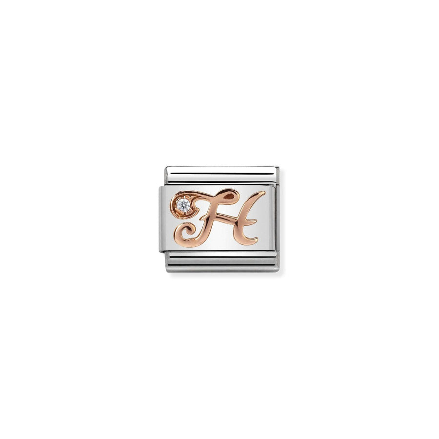 Nomination Rose Gold and Zirconia Classic Letter Charm - H