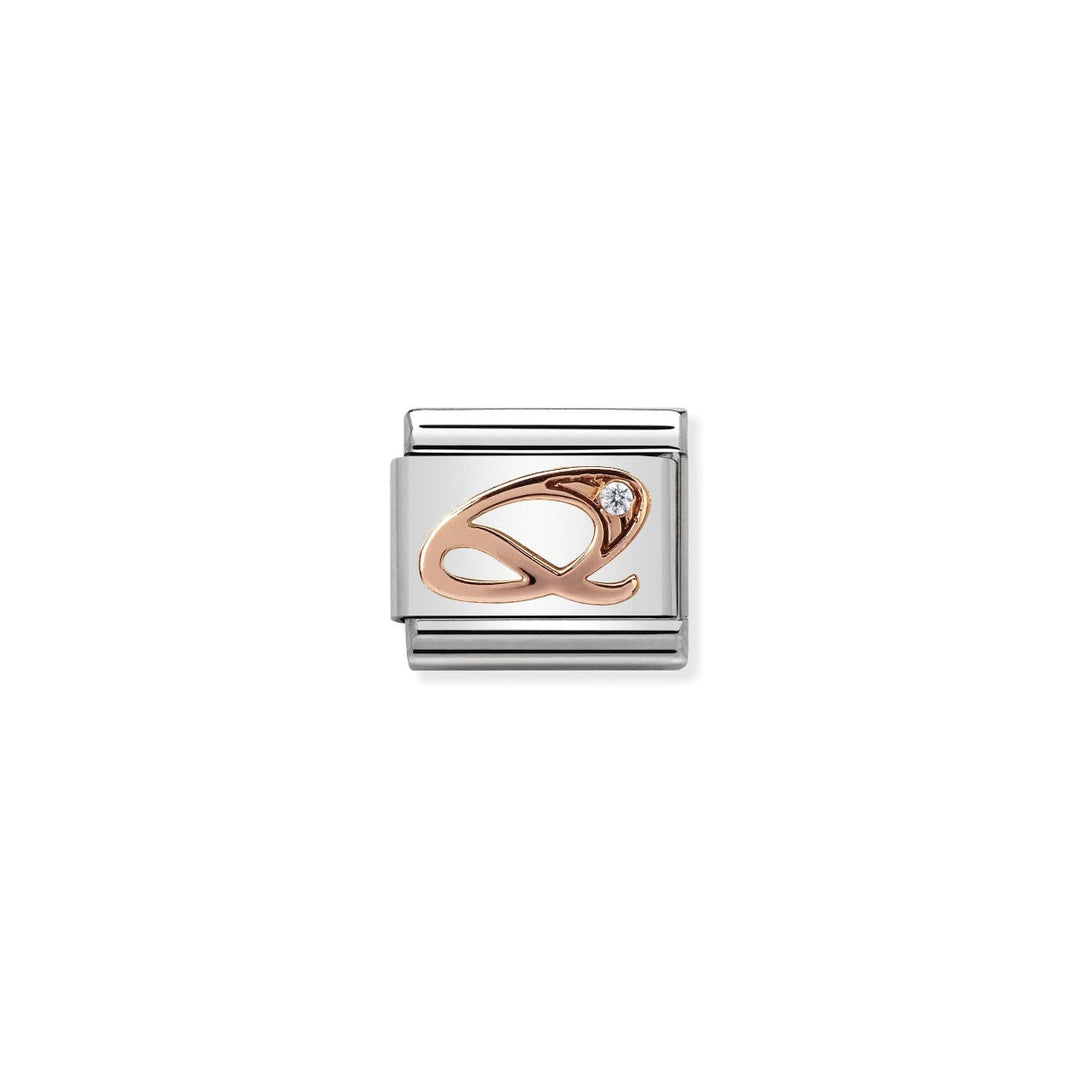 Nomination Rose Gold and Zirconia Letter Charm - Q