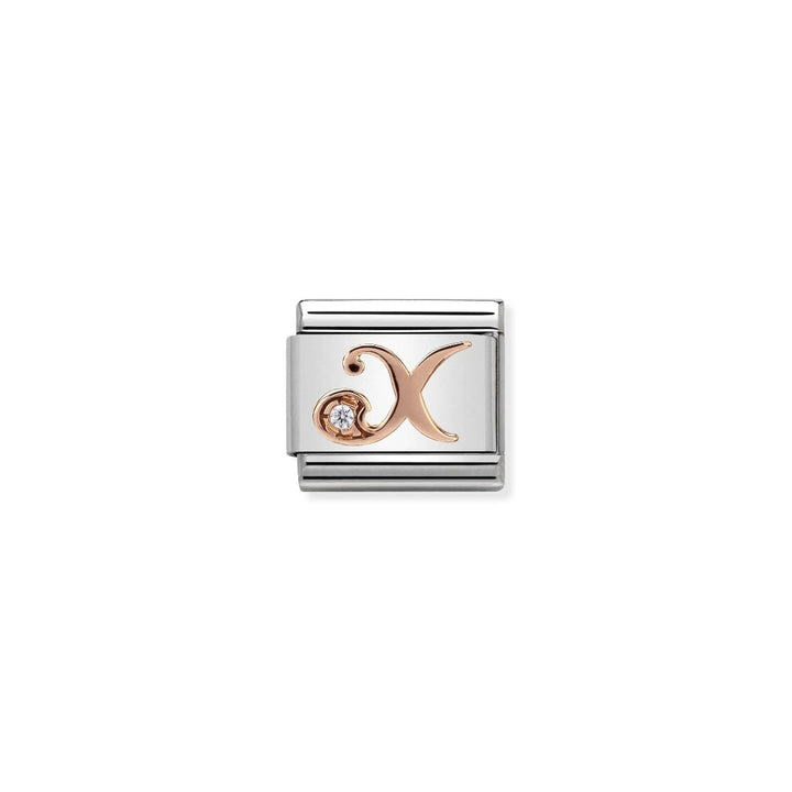 Nomination Rose Gold and Zirconia Letter Charm - X