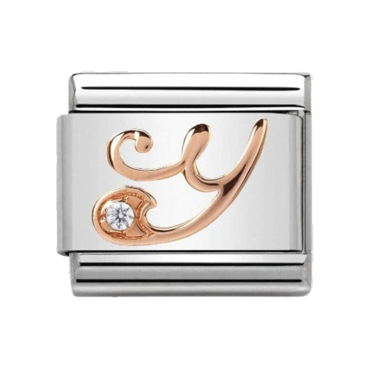 Nomination Rose Gold and Zirconia Classic Letter Charm - Y