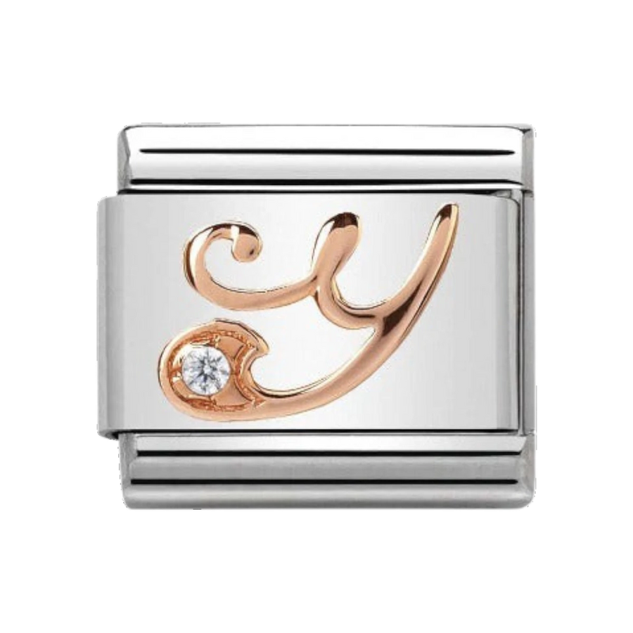 Nomination Rose Gold and Zirconia Classic Letter Charm - Y