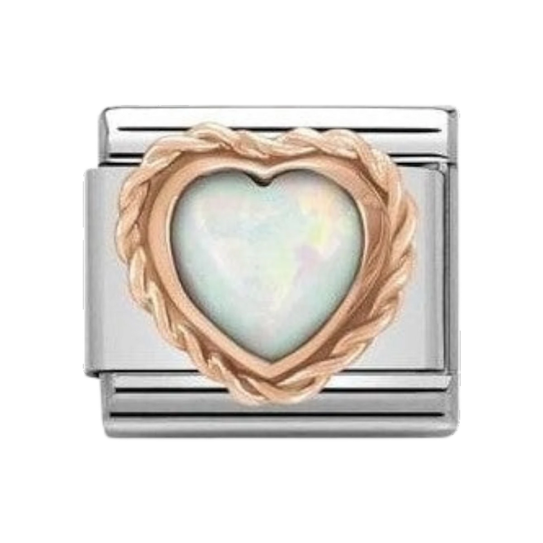 Nomination Classic Stones Heart Charm - Rose Gold and White Opal 430509_22