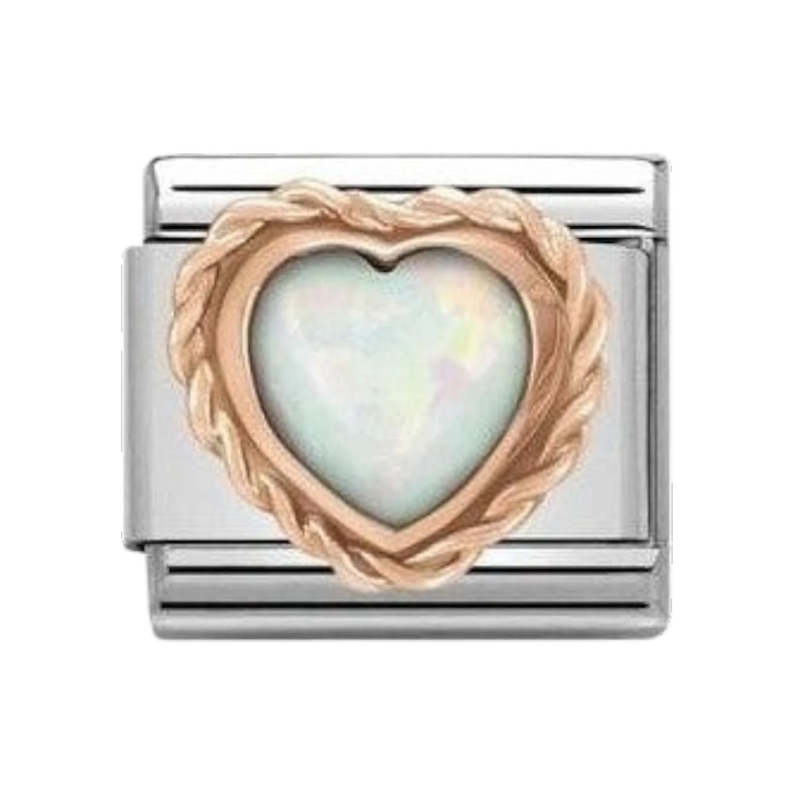 Nomination Classic Stones Heart Charm - Rose Gold and White Opal 430509_22