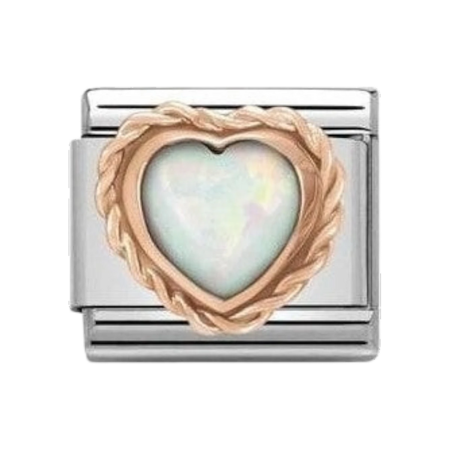 Nomination Classic Stones Heart Charm - Rose Gold and White Opal 430509_22