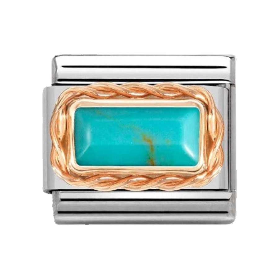 Nomination Classic Baguette Stone and Rose Gold Charm - Turquoise 430512_06