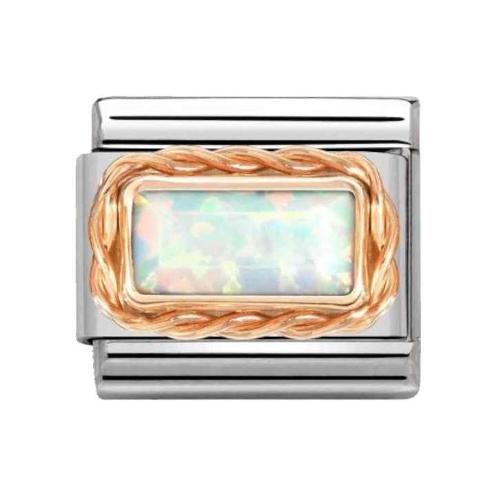 Nomination Classic Rose Gold and White Opal Baguette Charm 430512_07