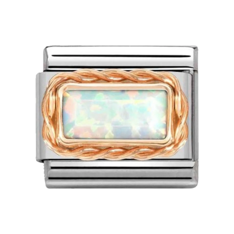 Nomination Classic Rose Gold and White Opal Baguette Charm 430512_07