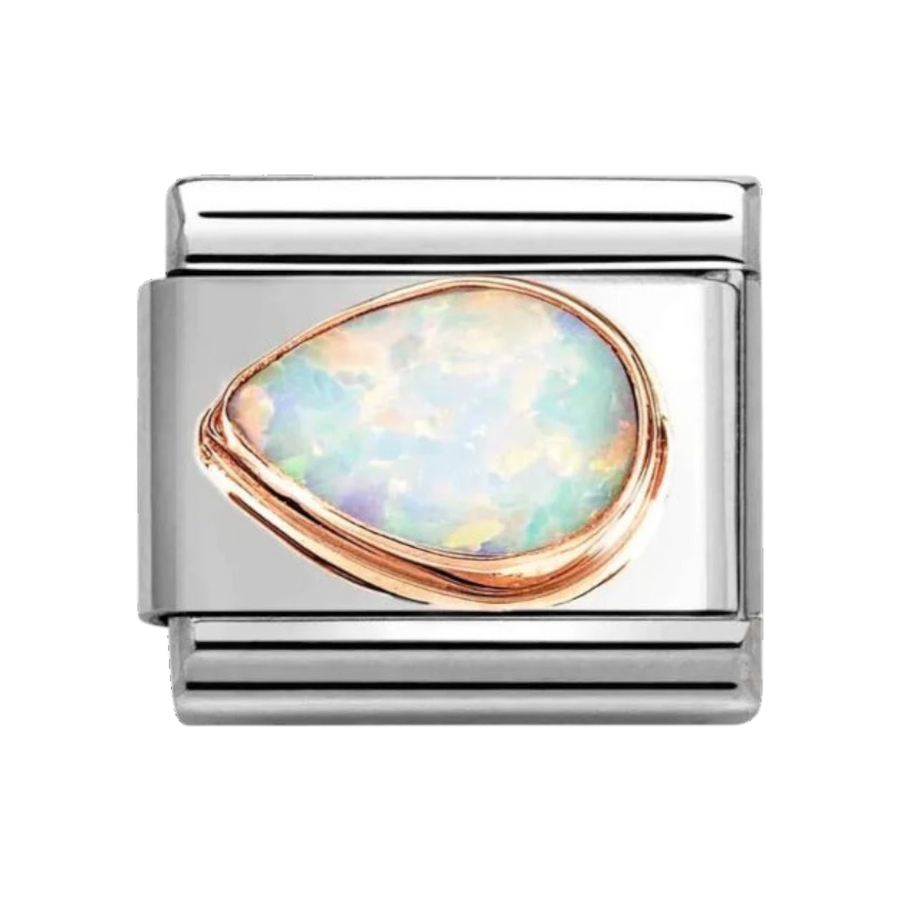 Nomination Classic Rose Gold White Opal Left Teardrop Charm 430513/07