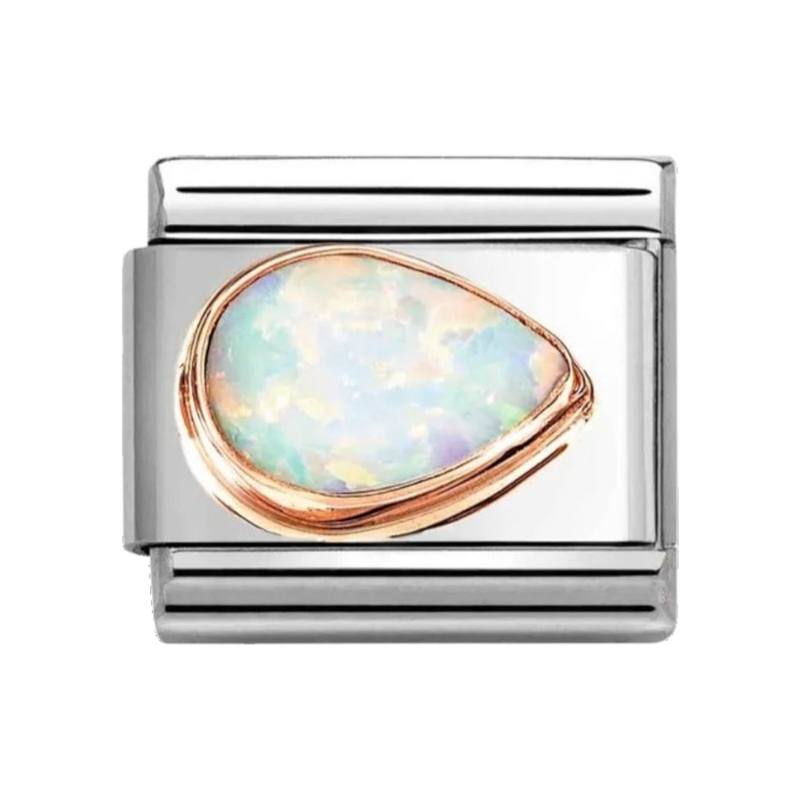 Nomination Classic Rose Gold White Opal Right Teardrop Charm 430514/07