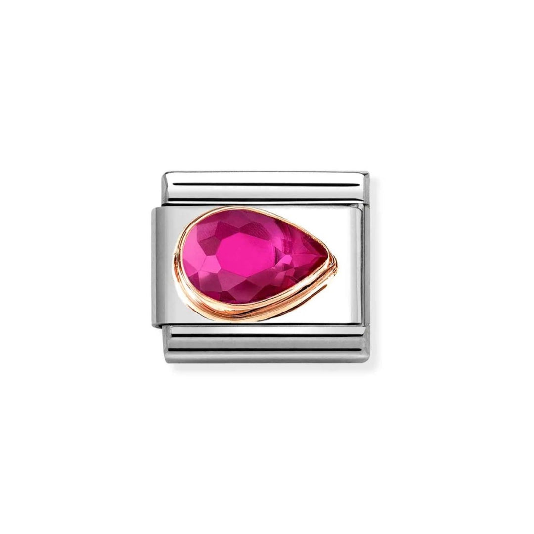 Nomination Rose Gold Faceted Red Right Teardrop Charm