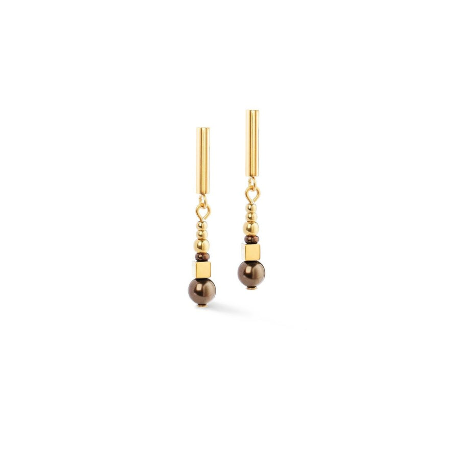 Coeur De Lion Shimmering Princess Earrings Pearls - Gold Brown - 4312211100