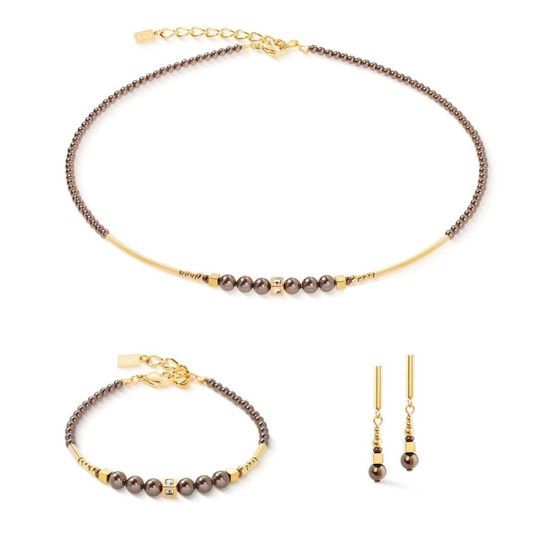Coeur De Lion Shimmering Princess Necklace Pearls - Gold Brown - 4312101100