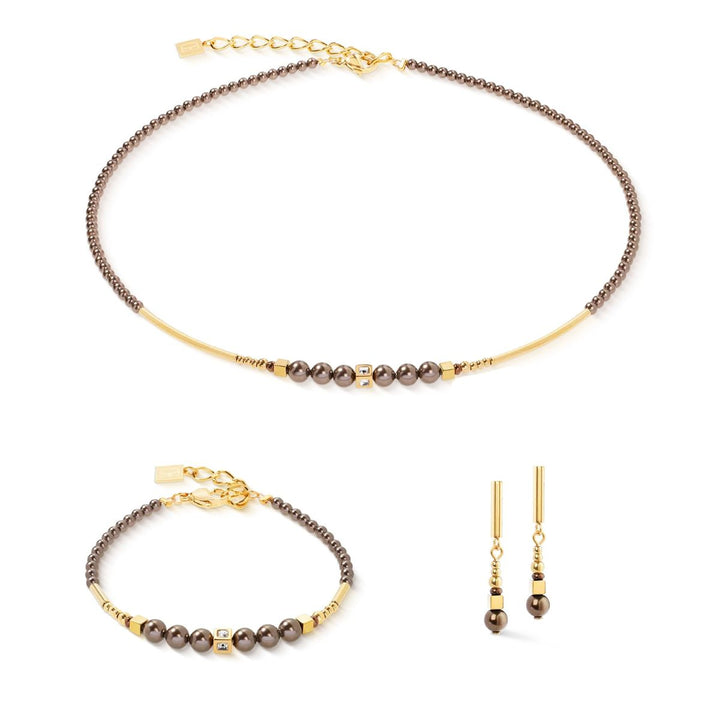 Coeur De Lion Shimmering Princess Necklace Pearls - Gold Brown - 4312101100