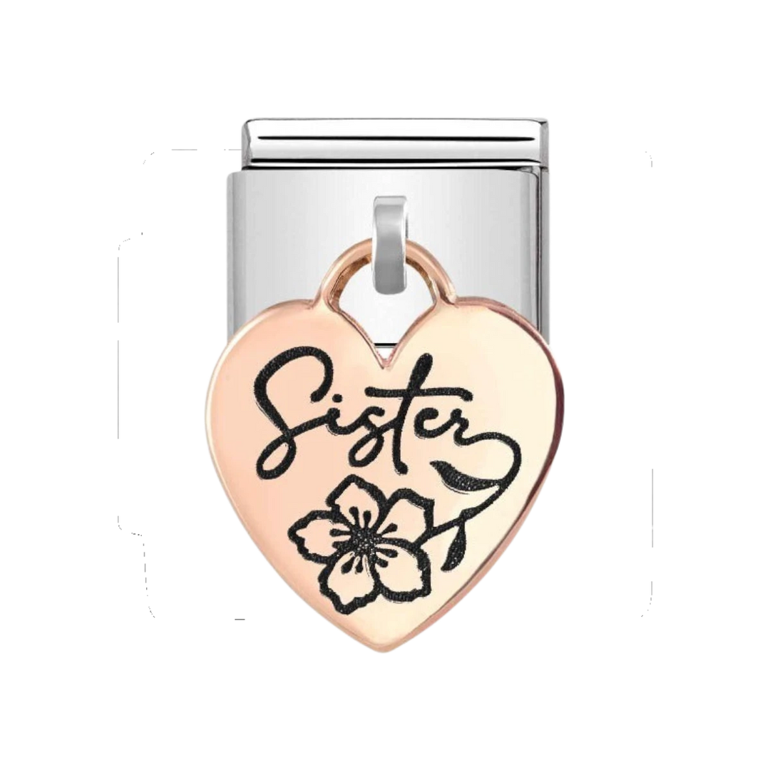 Nomination Classic Rose Gold Heart Engraved Sister Charm - 431803_05