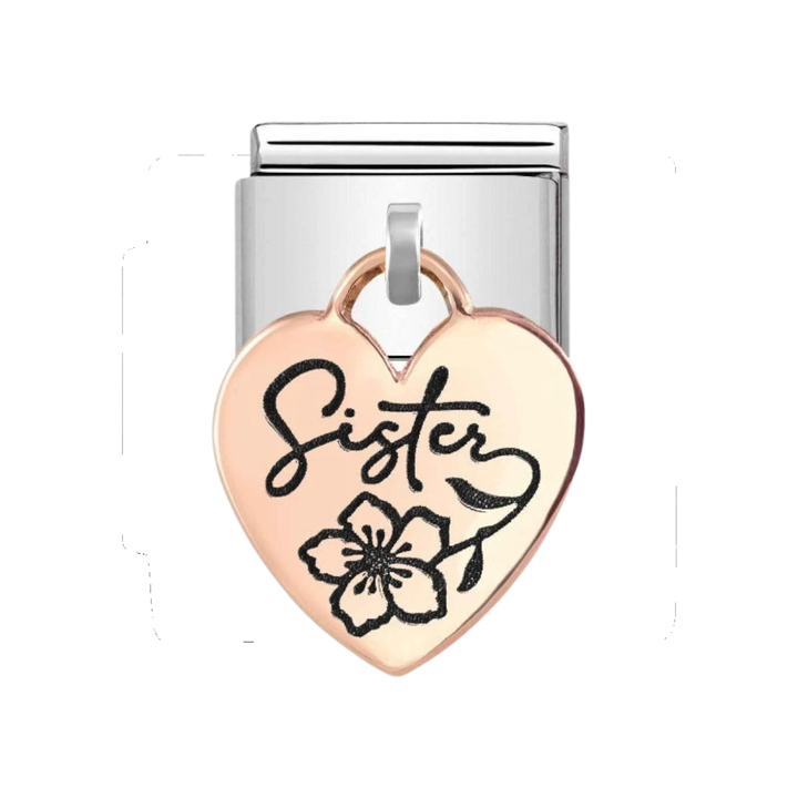 Nomination Classic Rose Gold Heart Engraved Sister Charm - 431803_05