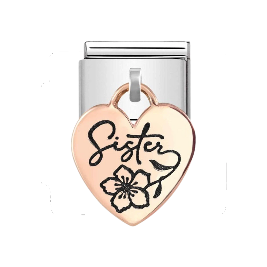 Nomination Classic Rose Gold Heart Engraved Sister Charm - 431803_05