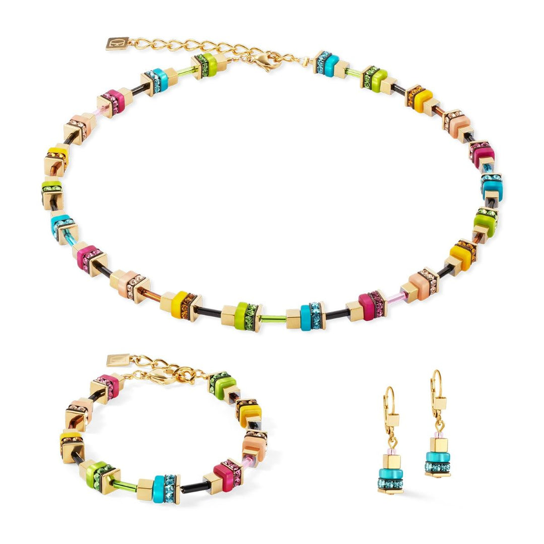 Coeur De Lion Boho Sunset Cube Earrings - Rainbow