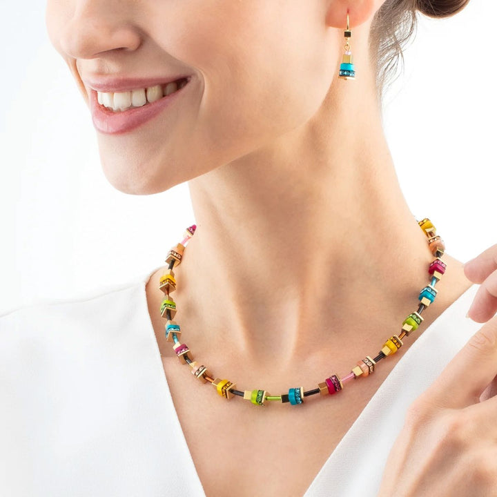 Coeur De Lion Boho Sunset Cube Earrings - Rainbow