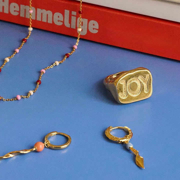 Enamel Copenhagen May Gold Hoop Earrings. Item code E366GM.