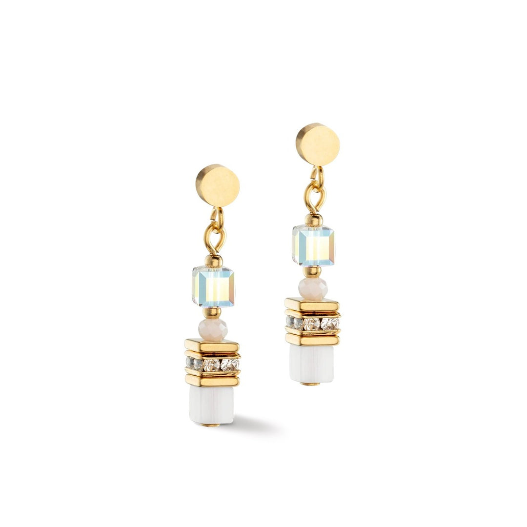 Coeur De Lion Mini Cubes Earrings Gold White 4565211416