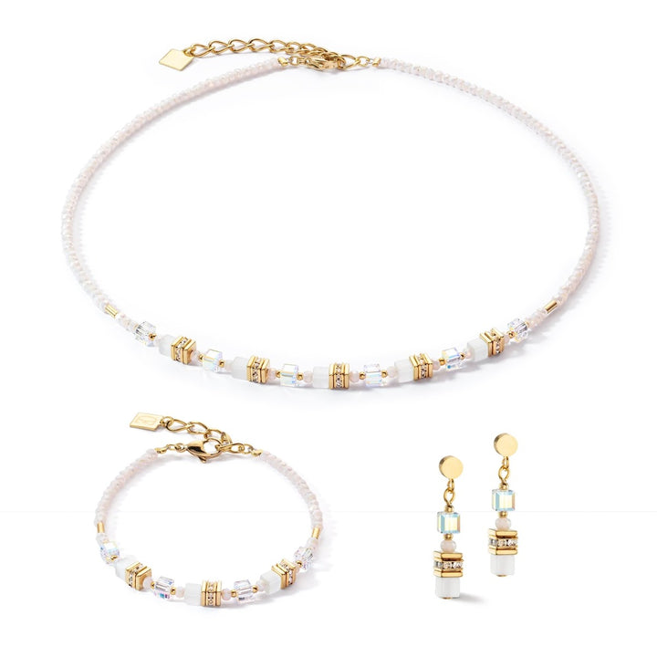 Coeur De Lion Mini Cubes Necklace Gold White 4565101416