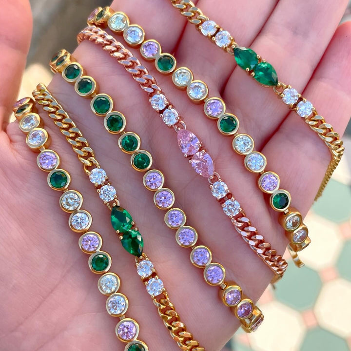 Amelia Scott Sofia Teardrop Bracelet Emerald Green and Gold