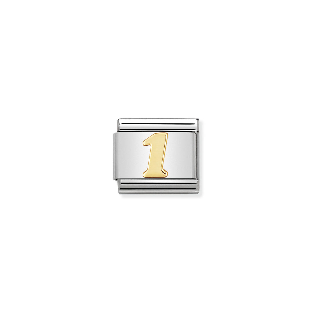 NOMINATION COMPOSABLE Classic NUMBERS in stainless steel with 18k gold 1 030102_01