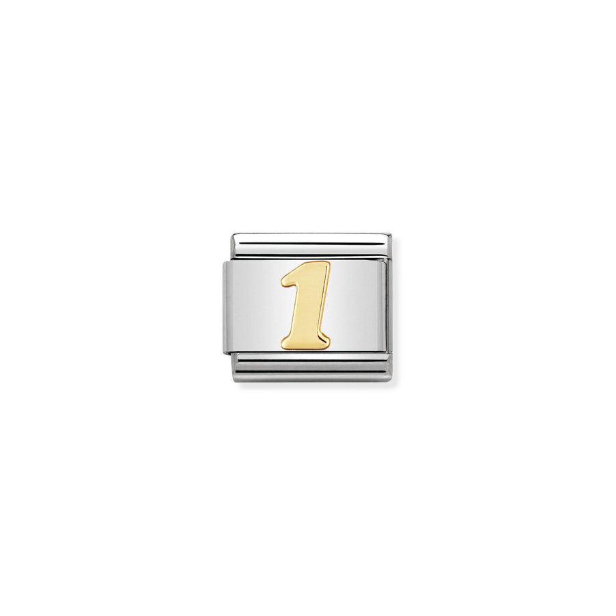 NOMINATION COMPOSABLE Classic NUMBERS in stainless steel with 18k gold 1 030102_01