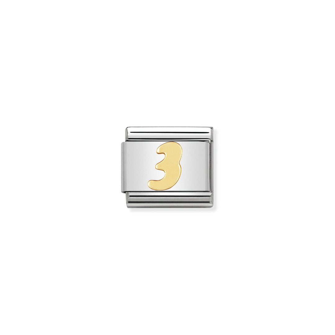 NOMINATION COMPOSABLE Classic NUMBERS in stainless steel with 18k gold 3 030102_03